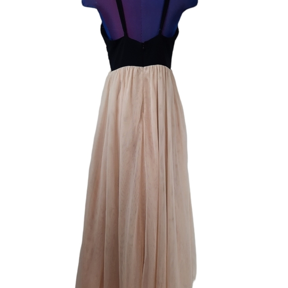 Blondie Nites Prom Dress Nude and Black Tulle Lace A-Line Dress Size 11 Juniors - Picture 6 of 12